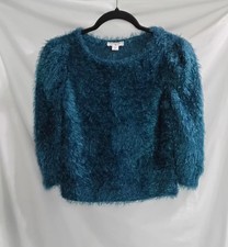 Ally B Teal Sweater Fuzzy Soft Saggy Puff Long Sleeve Girl  s Size Medium