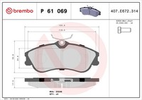 Vorderachse Brembo P 61 069 Bremsbelagsatz, Scheibenbremse FüR CitroËN,CitroËN (