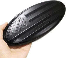 9 Inch Front Grille Emblem, Rear Tailgate Black Flag Emblem Badge Nameplate