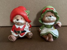 Vtg Homco Christmas Bear Figurines 1980’s Mrs Claus & Santa Claus - MC28B1