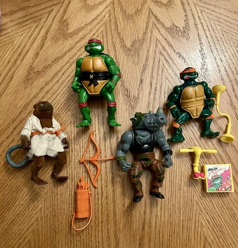 Teenage Mutant Ninja Turtles Vintage Action Figures Lot 1980s 1990s TMNT Set 4