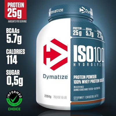 DYMATIZE ISO 100 Hydrolyzed 100% Whey Protein Isolat Pulver Schokolade 2264g