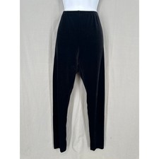 90s Vintage Pants Womens Medium Black Velvet Mid Rise Skinny Stretch Whimsigoth