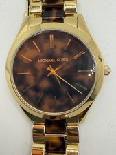 MICHAEL KORS MK4284 WOMEN'S RUNWAY GOLD-TONE STEEL TORTOISE ACETATE DIAL