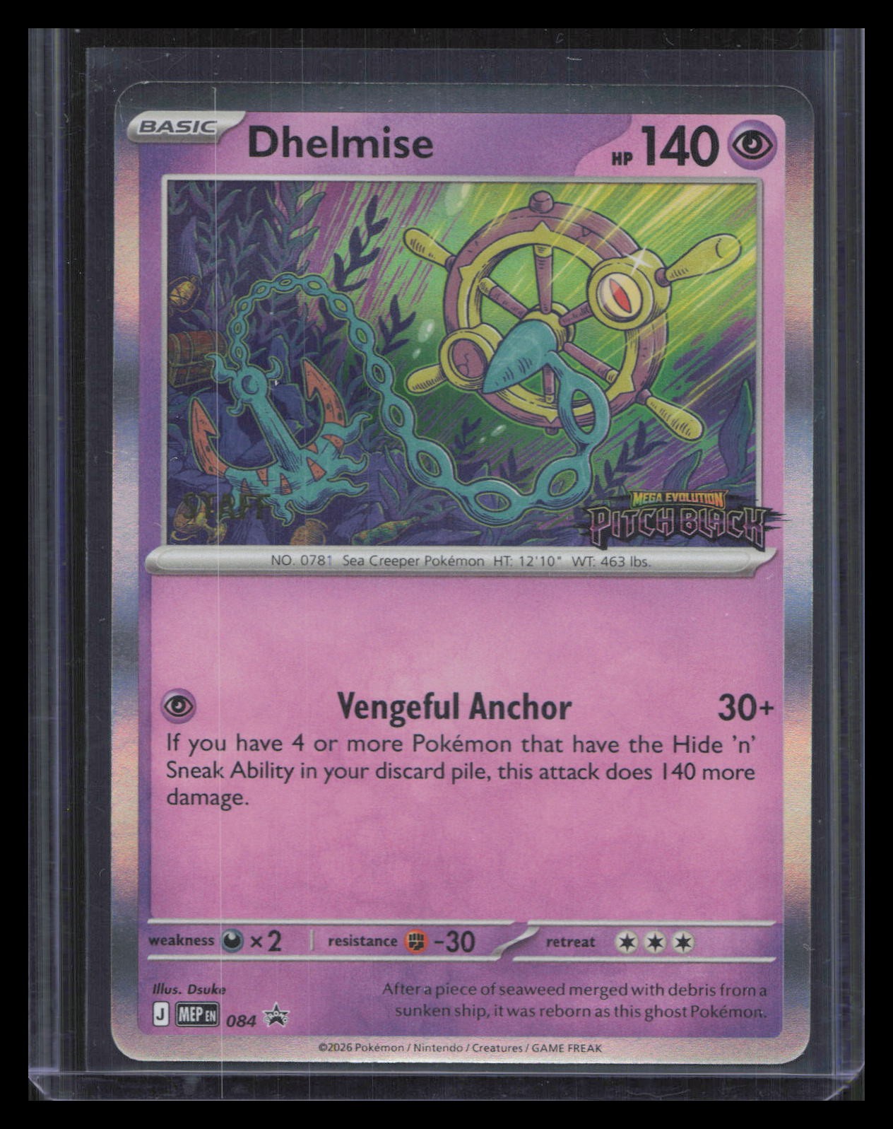Dhelmise - 084 [Staff] 084 Me: Mega Evolution Promo Holo