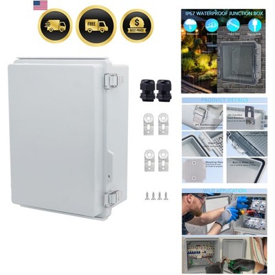 Waterproof Junction Box, ABS Plastic Electrical Enclosure with Stainless Stee...