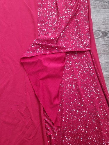 Shein Women Patchwork Glitter Print Overlap V-Neck Long Sleeve Dress UK 20 - Imagen 5 de 7