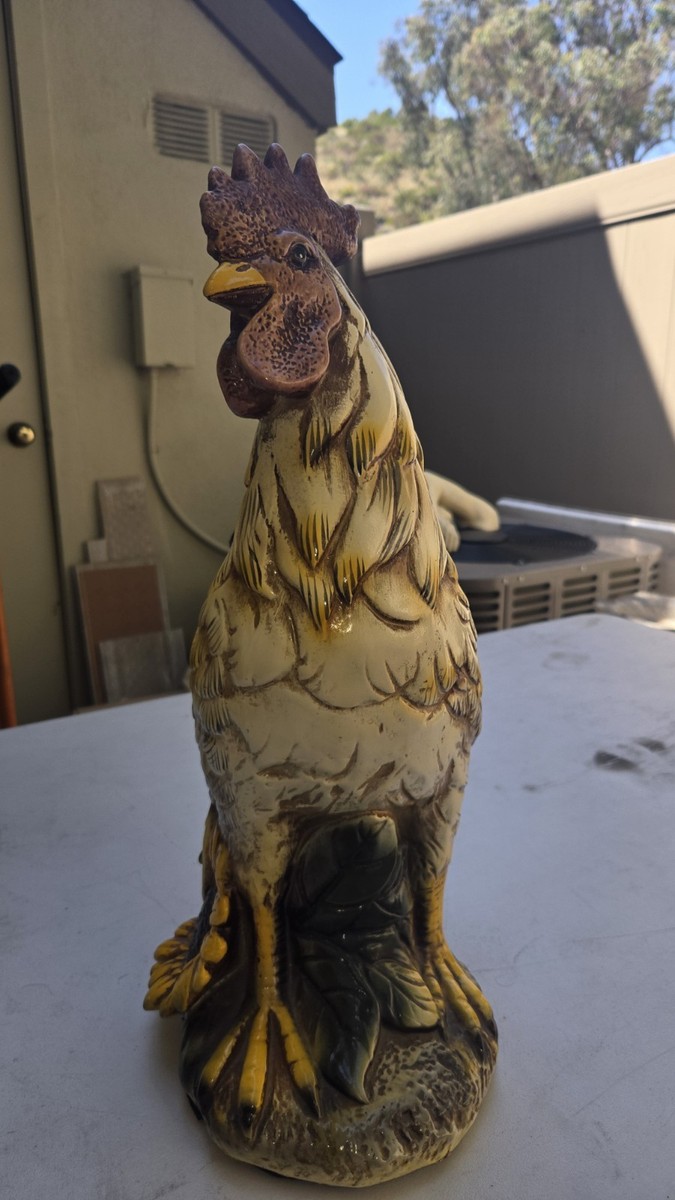 RARE 18” Vintage Ceramic Rooster Figurine – Hand Painted