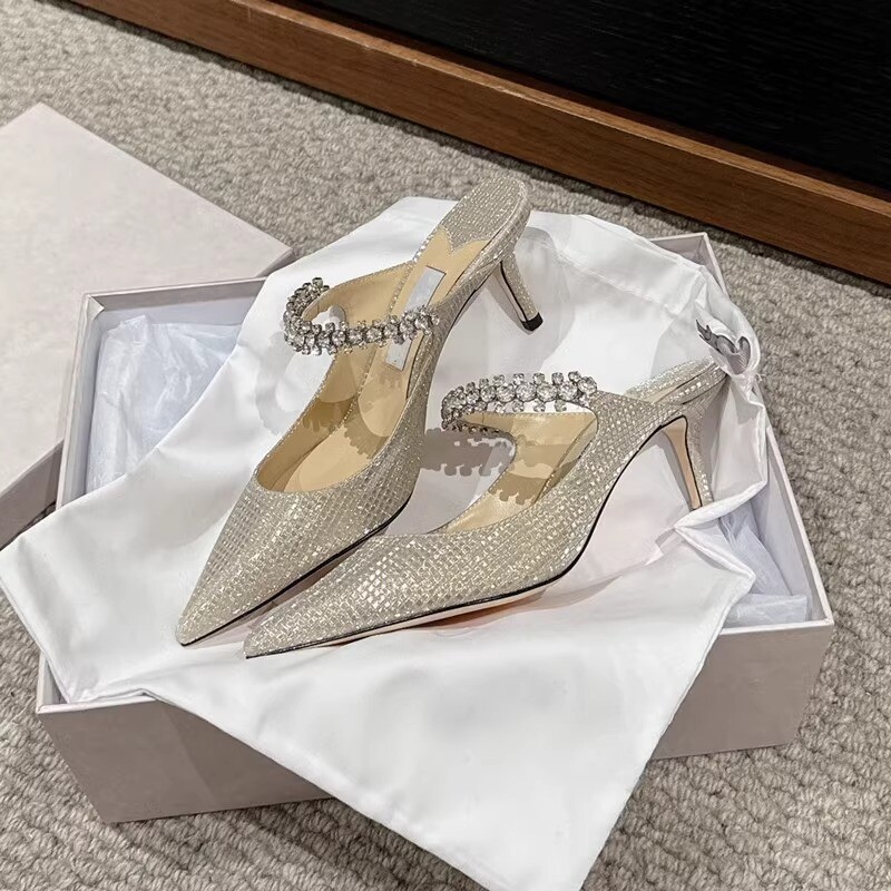 PANTOFOLA D’ORO Ciabatte donna tacco alto tacco fine catena diamantata sfumato estate