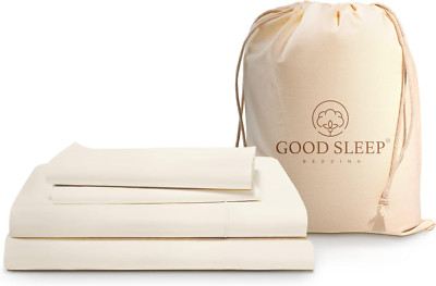 Luxury 1000 Thread Count Egyptian Cotton King Sheets Set, Ivory, 4 Pc