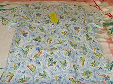 NWT scrub top womens tropical trip blue Natural Uniforms Palm Trees size XS new