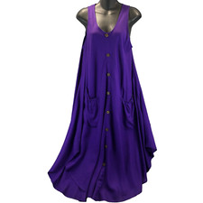 Metropolitan Women Plus Sz S Purple Mock Button Front Sleeveless Maxi Dress