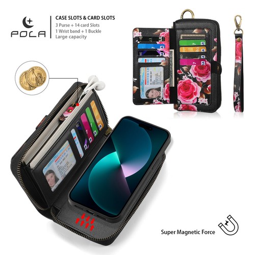 For iPhone 1314/15/16 Detachable Magnetic MagSafe Case Woman Girl Wallet Handbag - Picture 16 of 84