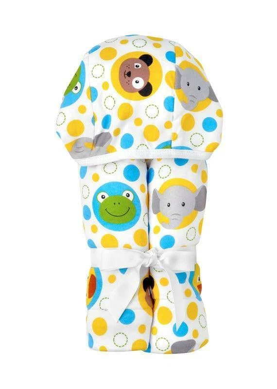 Yikes Twins 100% Cotton Jersey and Terry Hooded Bath Towel Baby Animal Print