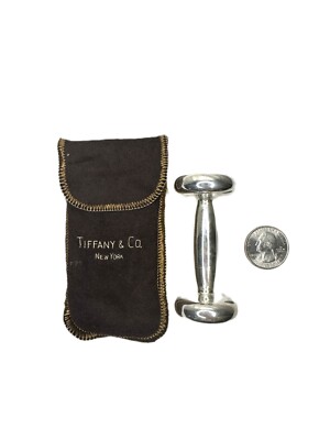 Vintage Tiffany & Co. Barbell Baby Rattle STERLING SILVER 3.25