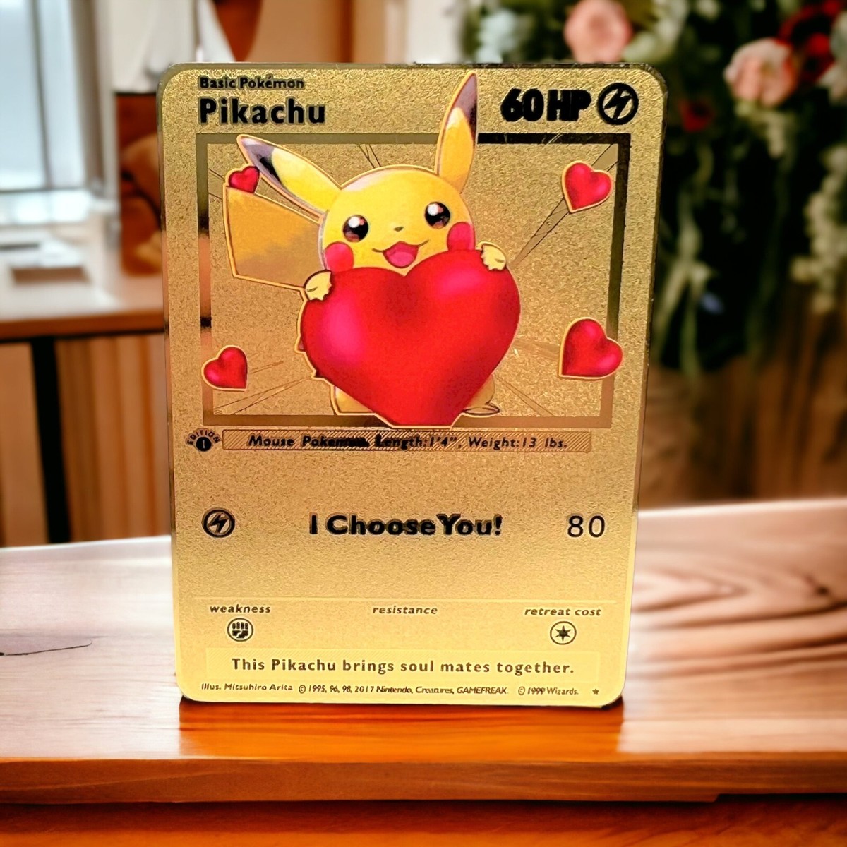 Pikachu I Choose You, Gold Metal Pokmon Card Art Collectible/Gift/Display