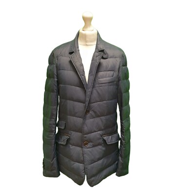 Massimo Dutti Quilted Jacket  Navy Blue Button uk 10 Women's