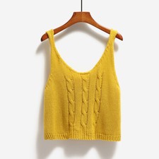 Damen Tanktops Weste Camisole Ärmellos Pullover Strickwaren Einfarbig