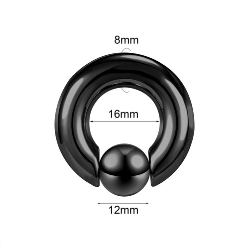 1 Pair Surgical Steel Captive Bead Nose Rings Large Ear Gauge Septum Piercing - Picture 16 of 17