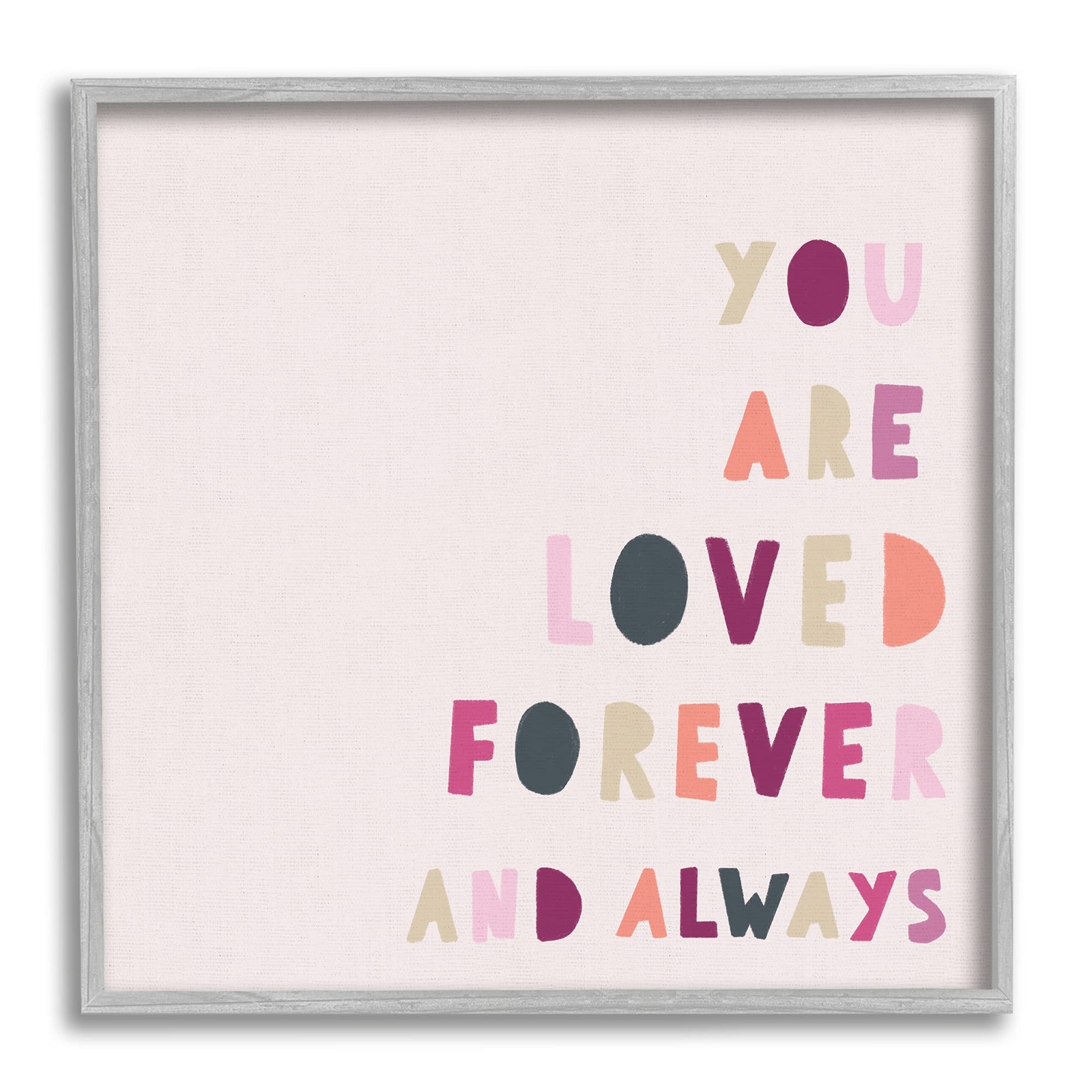 Forever Phrase Playful Love Sentiment Wall Art, 17 x 17, Grey Framed