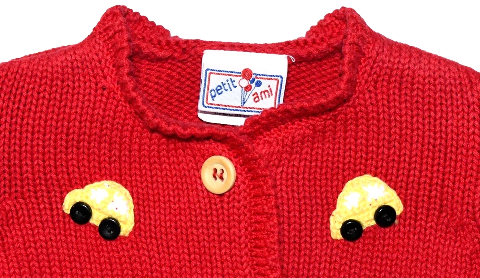 NWT Baby Infant 2-Piece Button Up Sweater & Beanie Hat Size 6 Months Red - Image 2 of 4