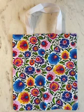 Colorful Spring Flowers Reusable Washable Shopping Tote Bag - 14.5 X 17.5x in