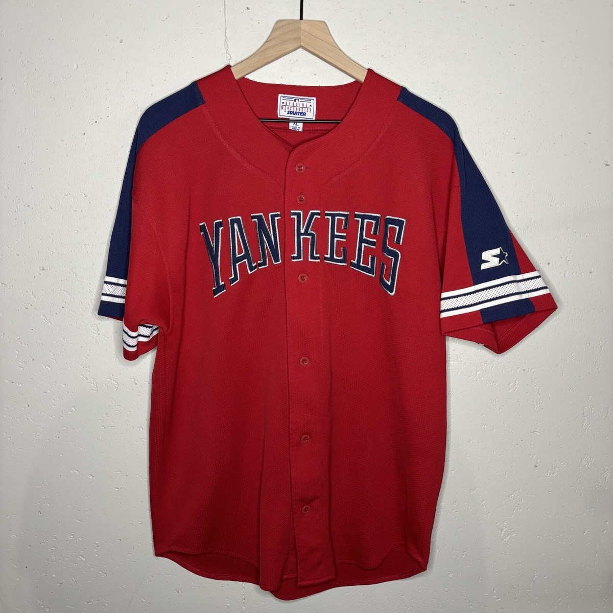 Vintage 90s Starter NEW YORK YANKEES Red Alternative Jersey XL MLB