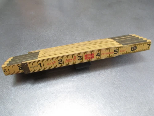 Lufkin X46 Red End Extension Rule 72" Folding Wood with 6" brass extension