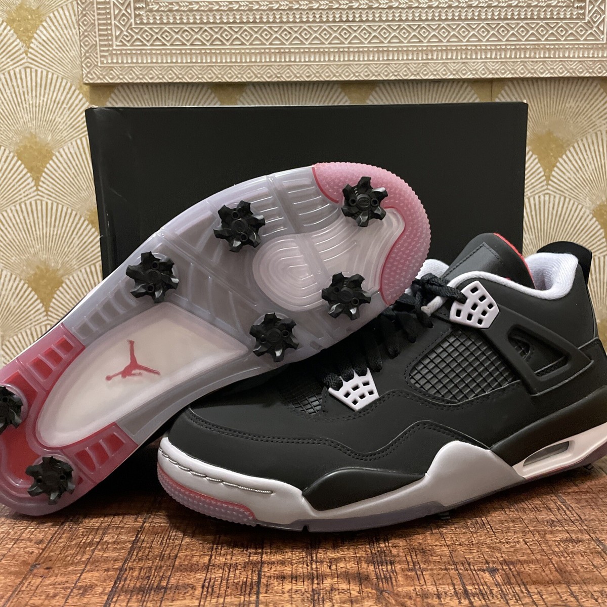 Nike Air Jordan 4 Retro Golf IV Bred Black Red Men's Size 11