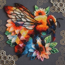 Bead Embroidery Kit, Honey Bee, Beading Honeycomb, Queen bee, DIY Craft Kit, Bug