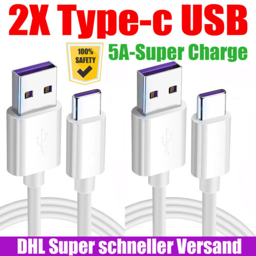 2X Cable de carga rápida USB tipo C 5A 30 minutos para original Huawei DHL - Imagen 1 de 12