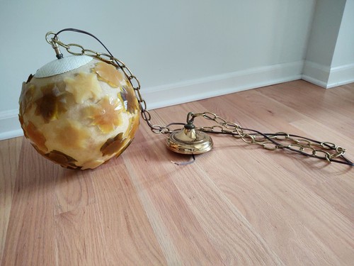 ✨Vtg. Mid-century Modern Chunky Lucite Swag Ceiling Mount Lamp Rock Candy Nice! - Picture 6 of 7