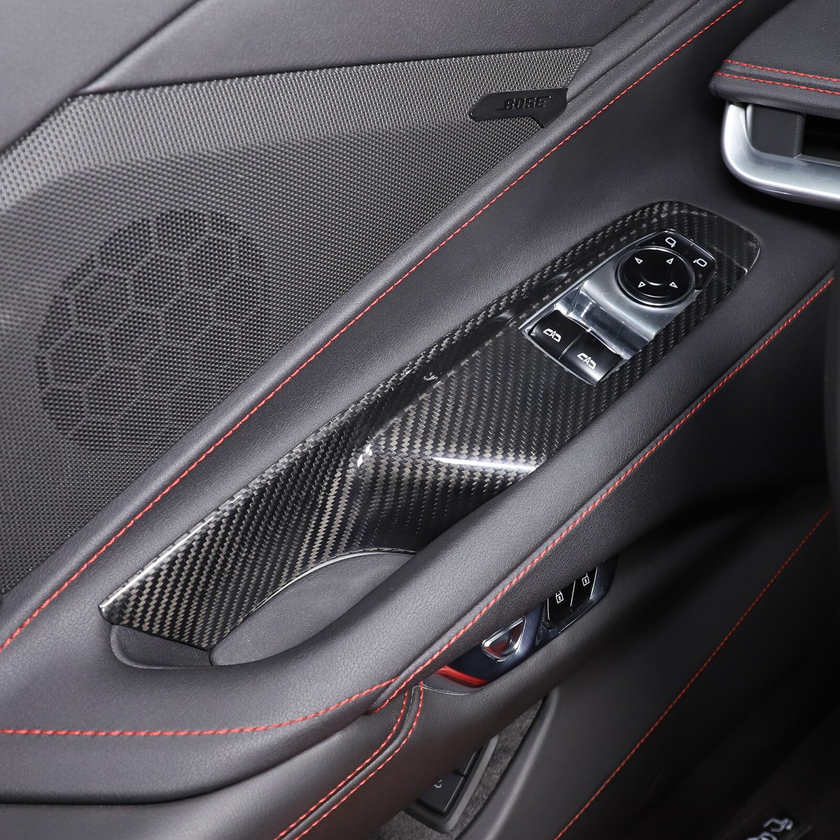 Soft Carbon Fiber Window Lift Switch Trim Cover Compatible with Chevrolet Corvette Z06 Z51 C8 2020-2026, Window Lift Switch Panel Decoration Frame Trim, for Coupe 2Pcs (Black Soft Carbon Fiber Window Lift Switch Trim Cover Compatible with Chevrolet Corvette Z06 Z51 C8 2020-2026, Window Lift Switch Panel Decoration Frame Trim, for Coupe 2Pcs (Black