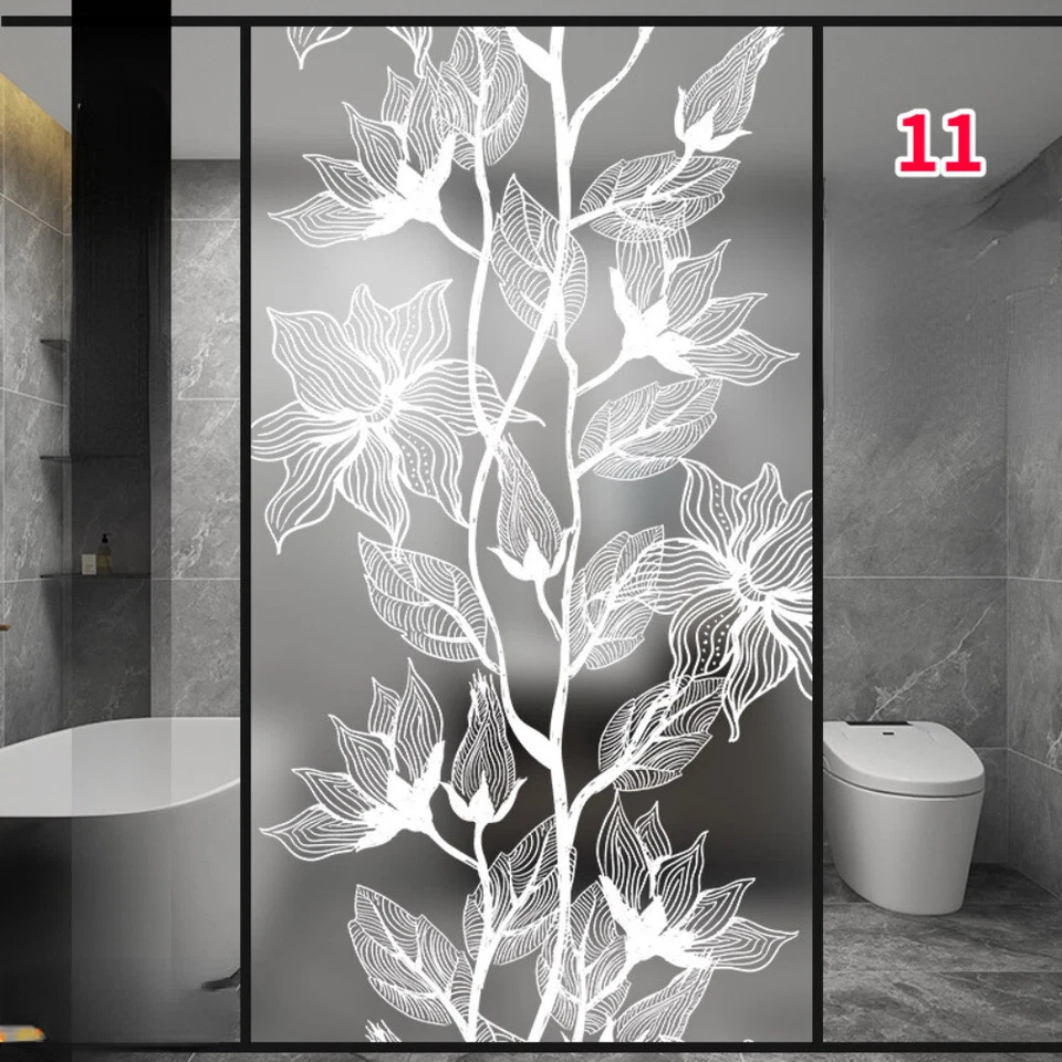 Floral Givré Film Fenêtre Vitrail Verre Sticker Porte Intimité Décor Translucide - Photo 3/4