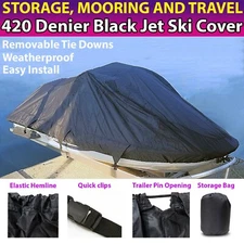 ALL BLACK Semi-Custom Jet Ski PWC Cover Fits All Yamaha WaveRunner EXR ER1050