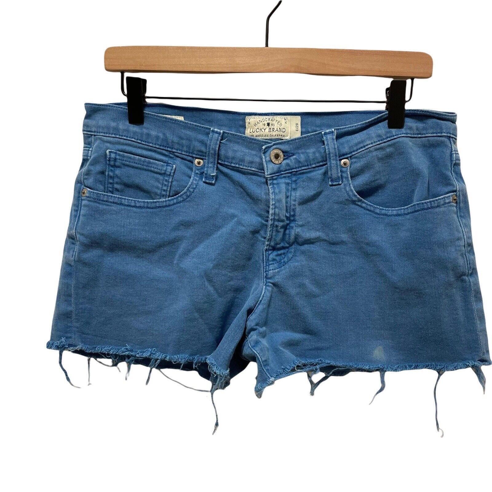 Lucky Brand Womens Mid Rise Cut Off Denim Shorts Size 6 / 28 Victoria Blue  Denim | eBay