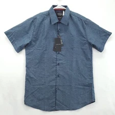 NEW Silver Stone Collection Shirt Mens L Blue Short Sleeve Modern Fit Button-Up