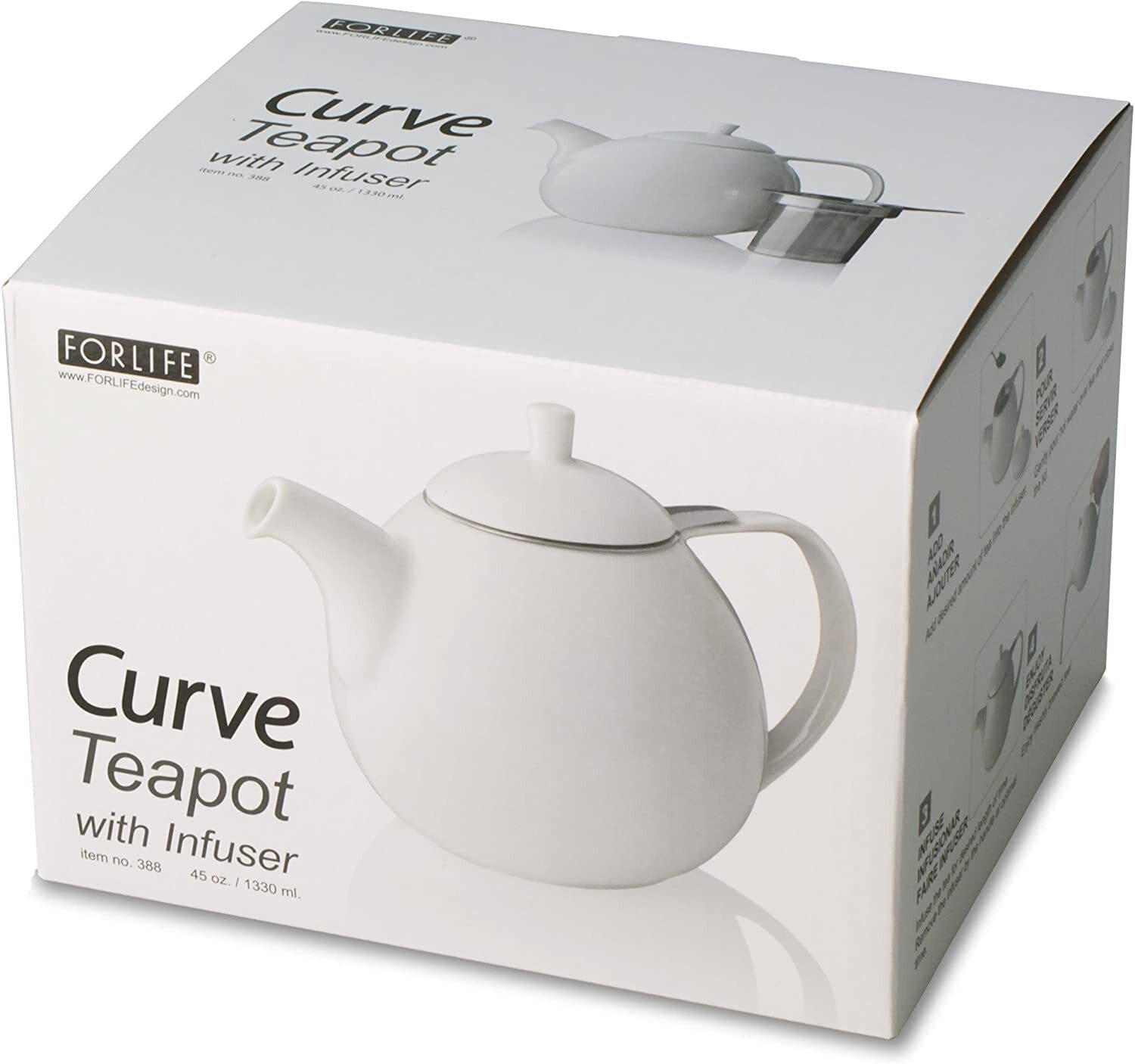 FORLIFE Curve Teapot with Infuser, 45-Ounce, Carrot