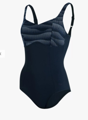 Speedo Contour Lustre bedruckter Badeanzug, True Navy/Weiß UVP 56,00 £ CA176