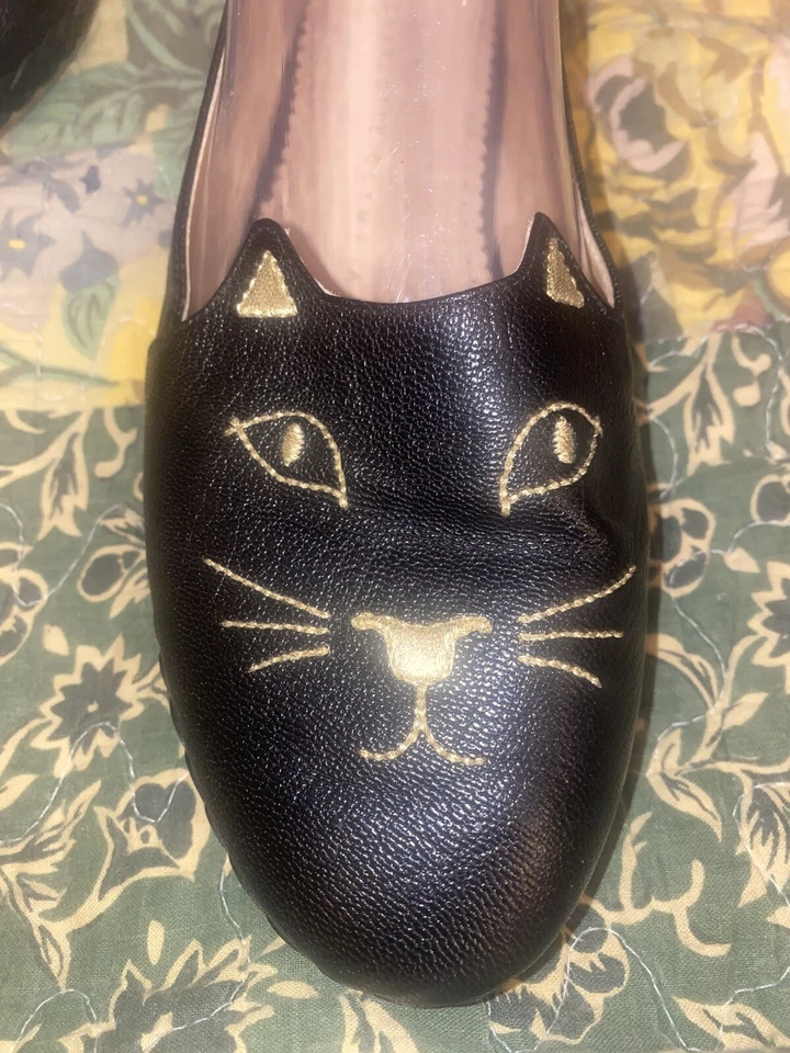 Charlotte Olympia Kitty Cat leather Ballet Flats Shoes Slippers Loafers 8.5 - Image 2 of 4