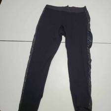 Divided By H M Womens Leggings Black Stretch Pull On Faux Leather Coated Trim M