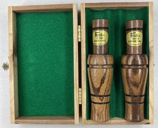Set Of Faulks Wood C-100 Duck Call & GS-12 Goose Call In Truck Vault Box Works