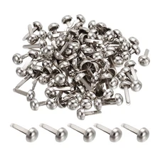 200pcs 6x12mm Mini Brads Round Paper Fasteners for Art Crafting, Silver Tone