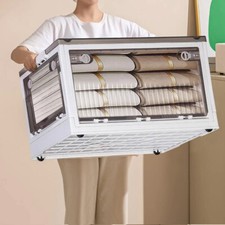 S/L Folding Storage Box Stackable Case Cabinet Closet Home Organizer on Wheels