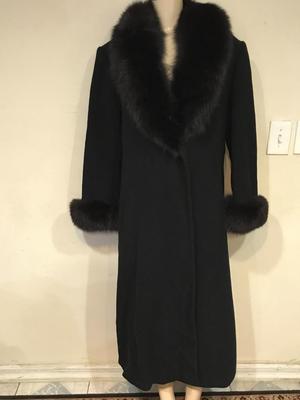 Marvin Richards Women's Winter black fox fur lambswool long coat