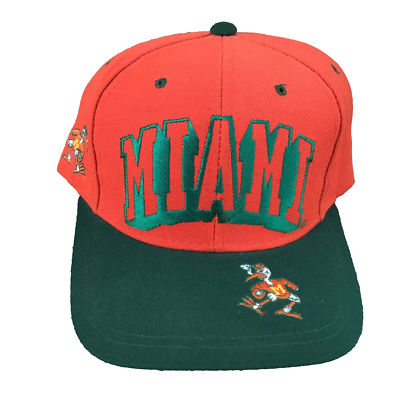 Vintage Miami Hurricanes NCAA Hat Snapback Script Front Back  display picture 2