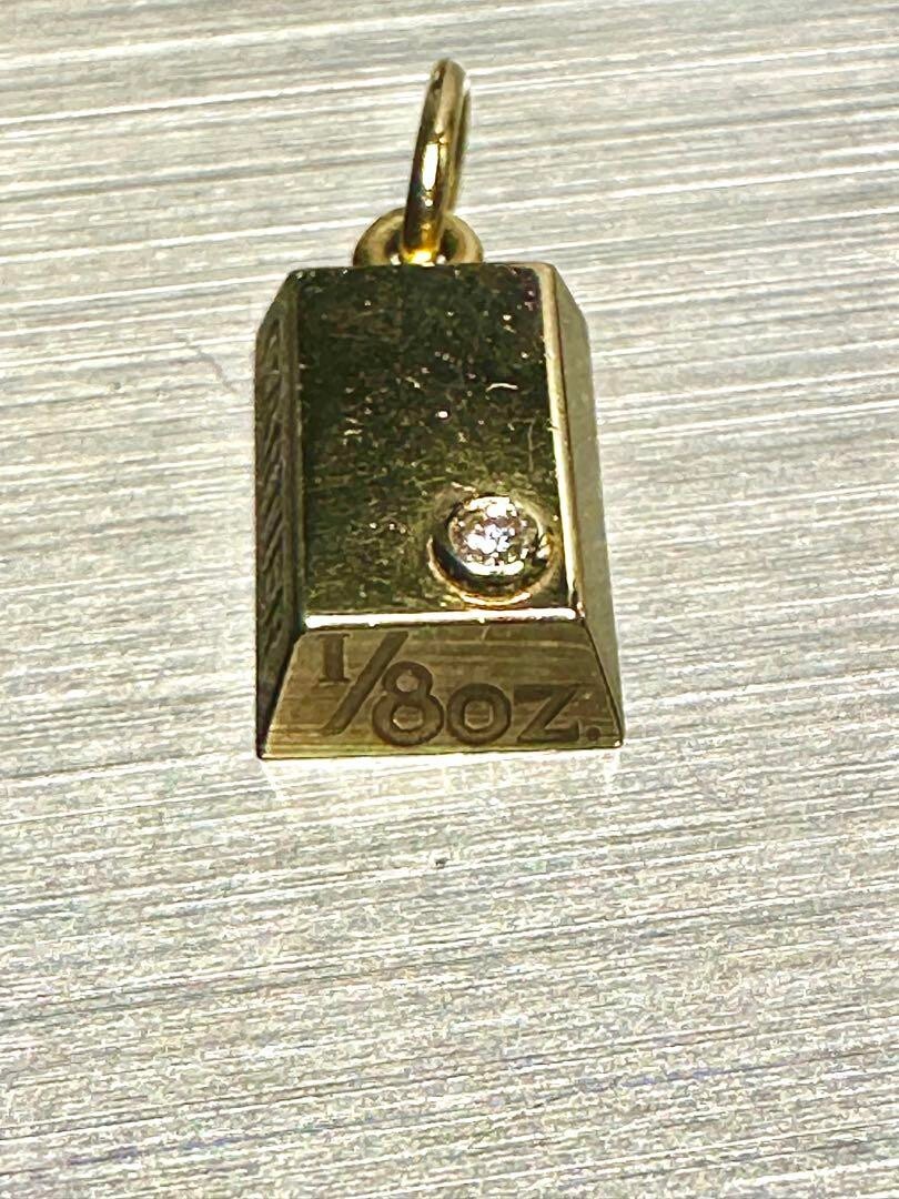 Cartier Diamond 1/8 oz Ingot 18k Gold Bar Charm Pendant used Rare