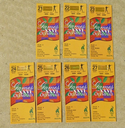 LOT of 7 - 1996 Atlanta Olympics SHOOTING TICKETS -almost every day.