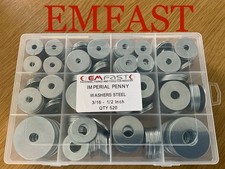3/16 1/4 5/16 3/8 1/2 Inch Imperial Penny Washer Steel Selection Box Washers