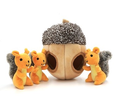 Modern Wave Interactive Squeaky Plush Squirrel Hide & Seek Toy for Dogs, Medium